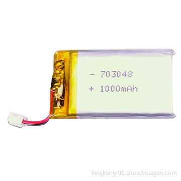 3.7V Li-polymer Rechargeable Battery, 1000mAh Capacity